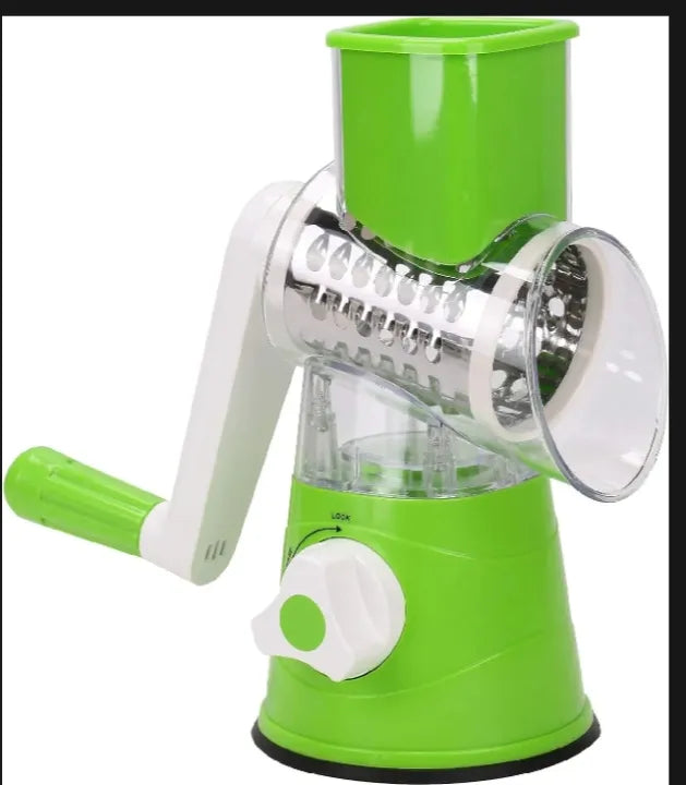 3-in-1 Manual Tabletop Drum Cheese Grater – Rotary Vegetable Slicer & Shredder