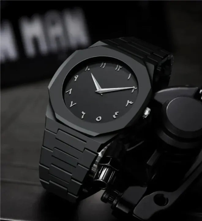 🖤 Fiber Aura Premium Arabic Dial Men’s Watch (Black Edition)