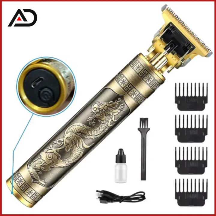 T9 Vintage Hair Trimmer for Men – Rechargeable Professional Shaver (Metal Body)