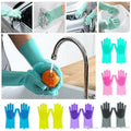 Magic Dish Washing Gloves with Scrubber – Silicone Reusable Cleaning Gloves (Blue)