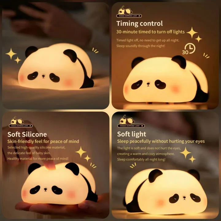 Cute Panda Silicone LED Night Lamp Light - Warm White LED Night Light Ratings 55