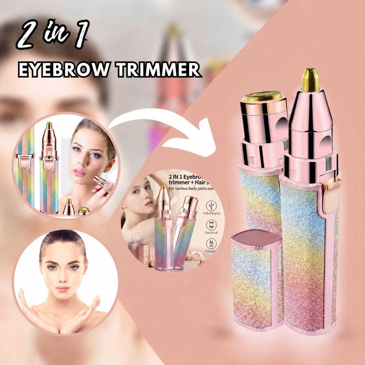 2 In 1 Rechargeable Flawless Eyebrow & Facial Hair Remover