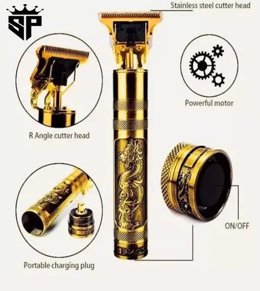 T9 Vintage Hair Trimmer for Men – Rechargeable Professional Shaver (Metal Body)