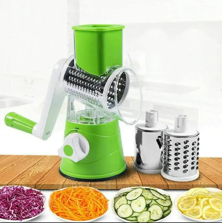 3-in-1 Manual Tabletop Drum Cheese Grater – Rotary Vegetable Slicer & Shredder